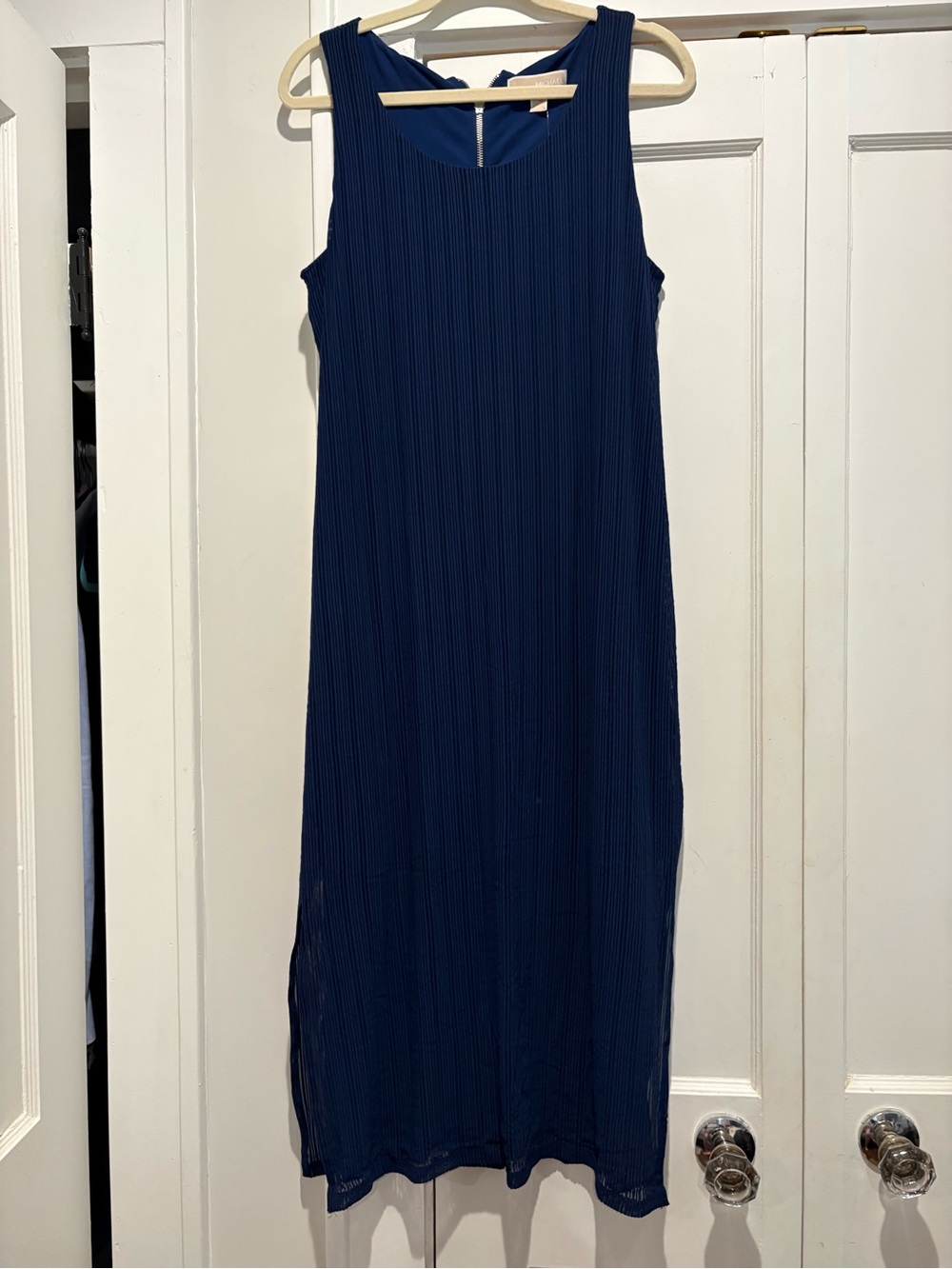 MICHAEL Michael Kors Navy Sleeveless Pleated Maxi Dress